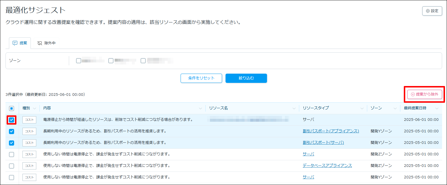 提案の除外