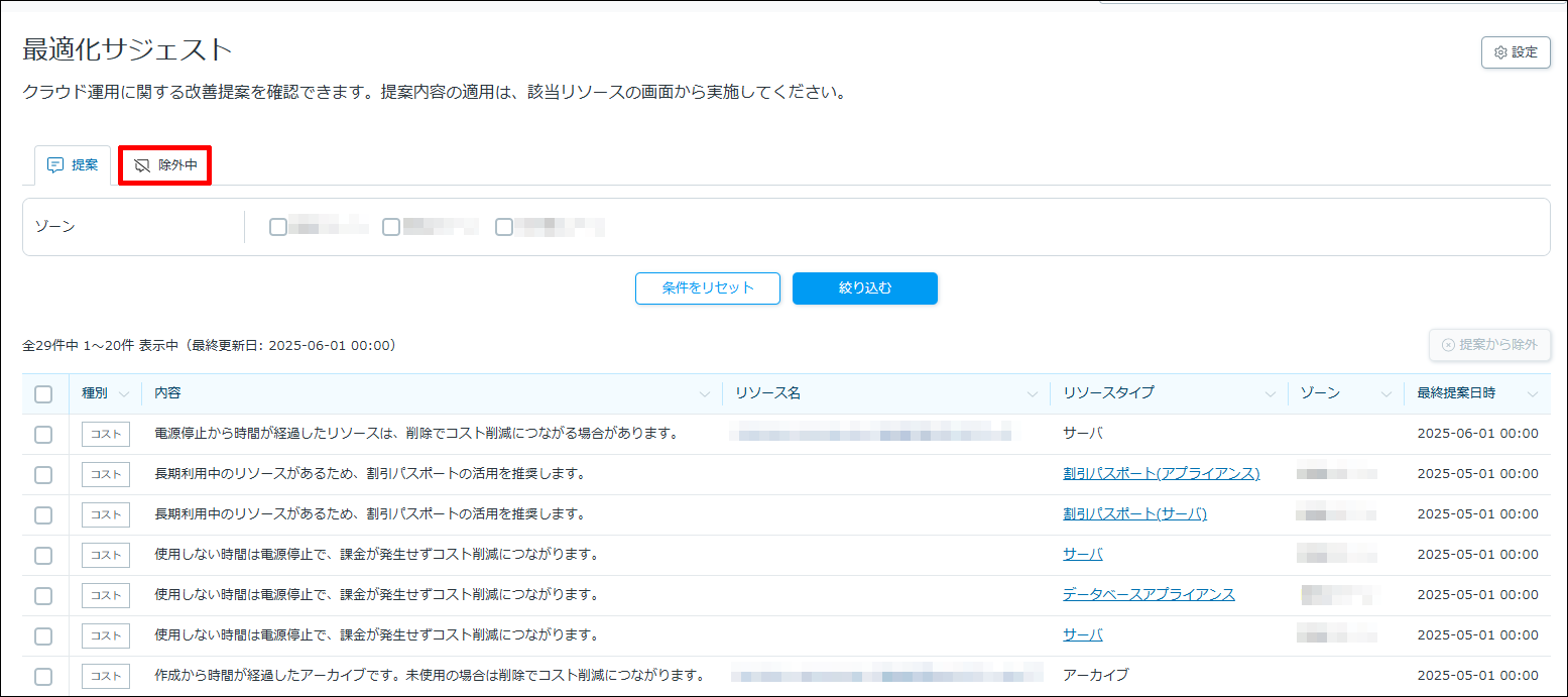除外中タブ