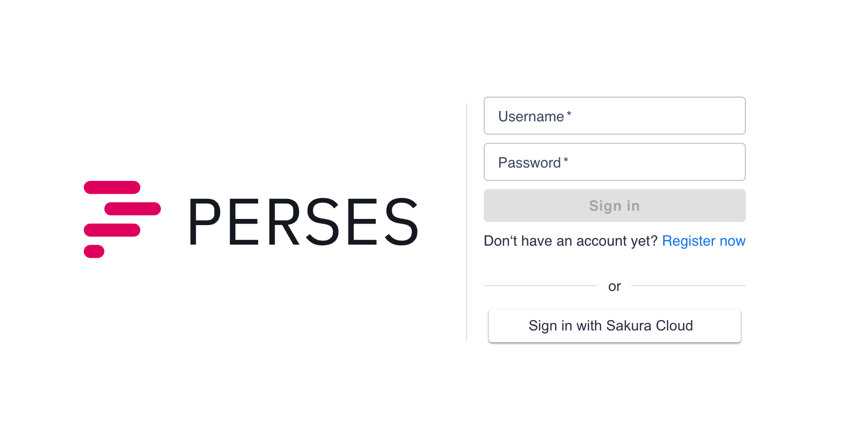 Perses のログイン画面
