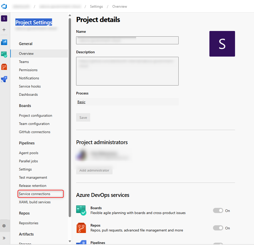 Azure DevOps Project Settings