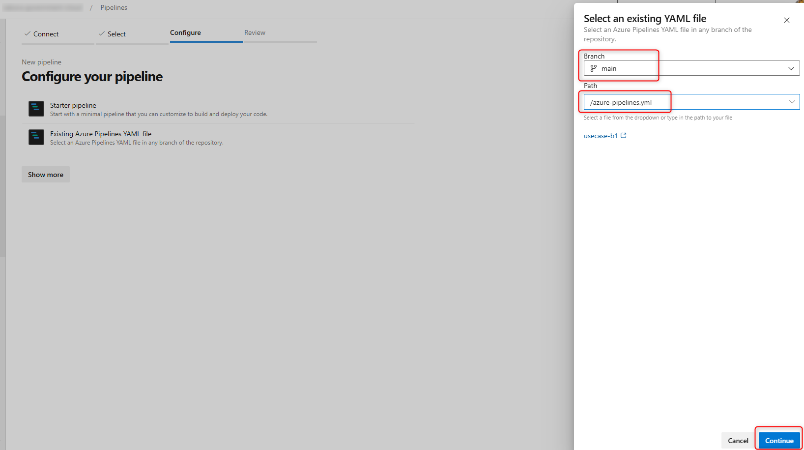 Select an existing YAML file