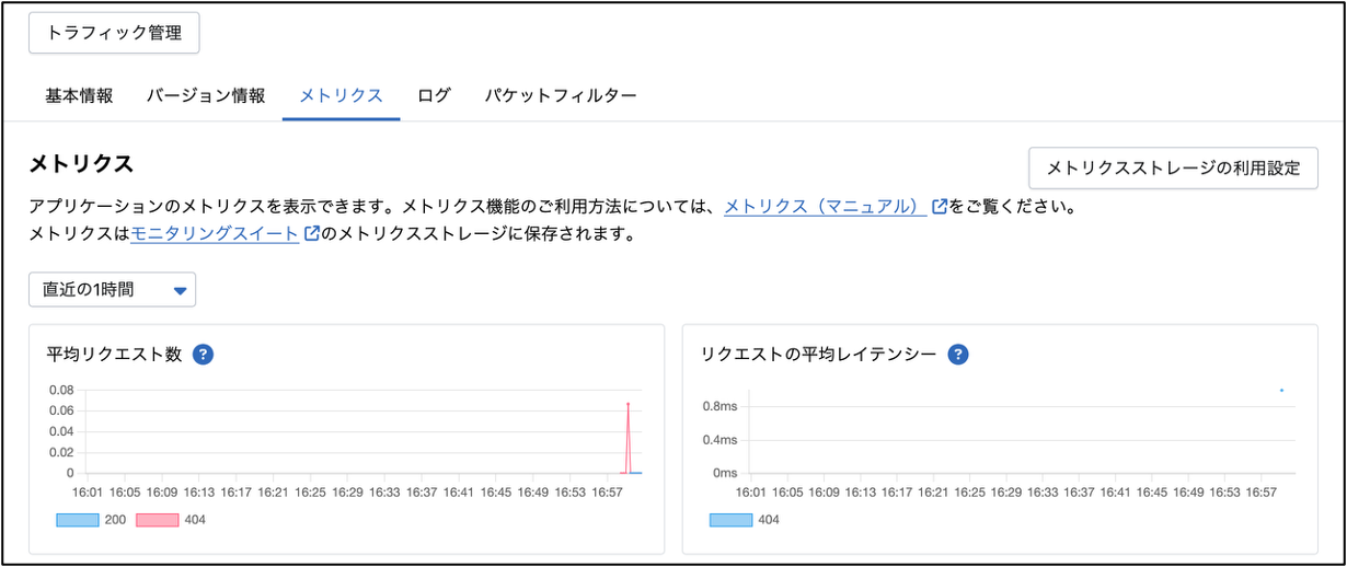 メトリクス設定画面